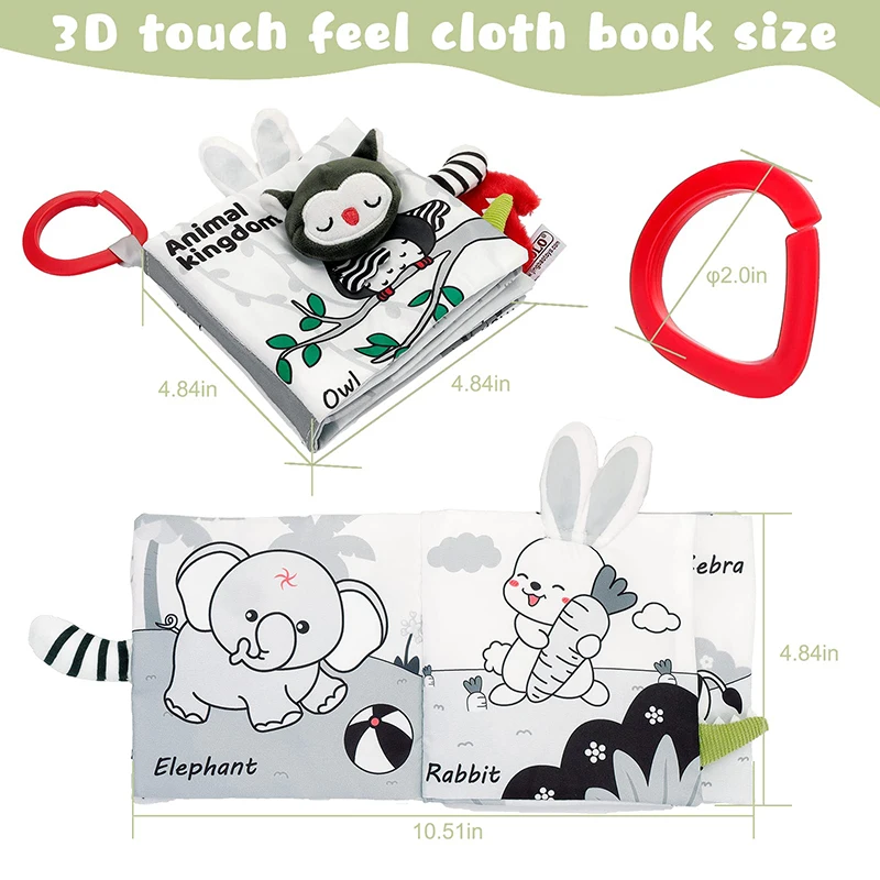 Baby Cloth Book Toy Black White Activity Sensory Books Babies Kids Early Development Montessori Toys 0 12 Months Toddler Gifts