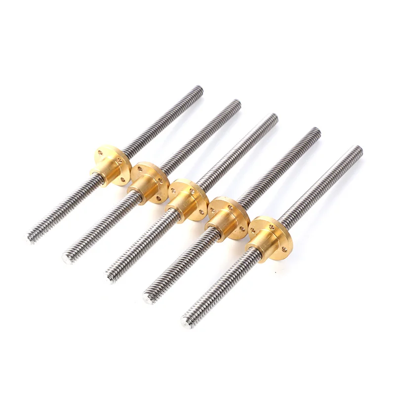 3D Printer T12 Lead Screw Length 100mm 200 300 400 450 500 600mm Picth 2mm Lead 2mm 4 8 10 12mm Trapezoidal Screw With Brass Nut