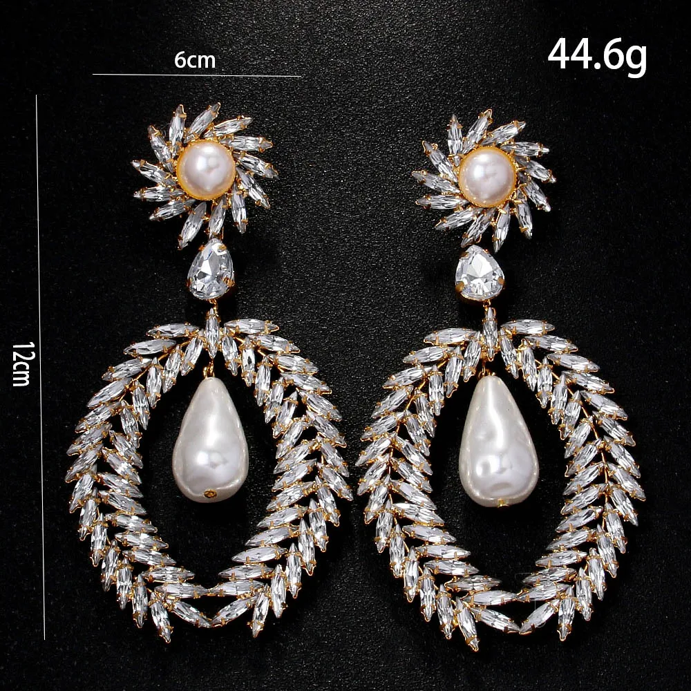 New hot-selling rhinestone earrings exaggerated rhinestone earrings high-end catwalk accessories women's earrings