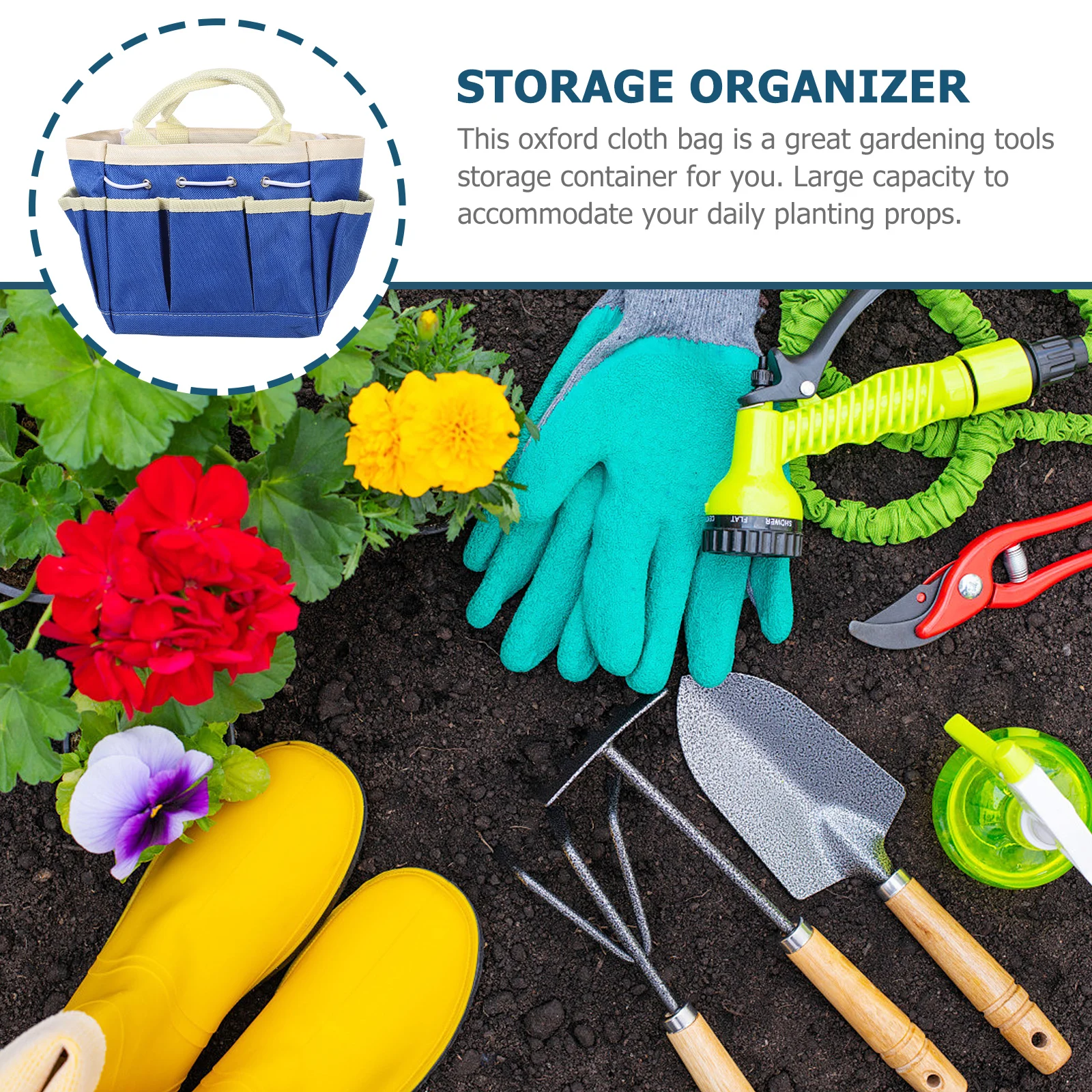 Gardening Tools Bag Oxford Cloth Large Capacity Portable Garden Storage Tote Multi Pocket Organizer Gardening Tools Bag