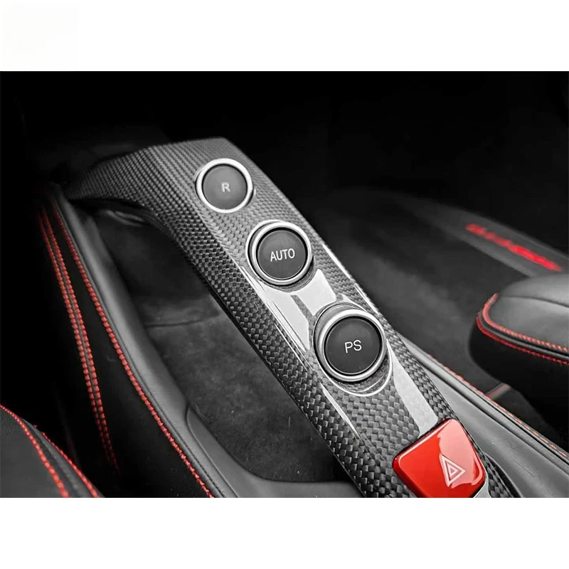 Cubierta de Botón de Consola Central de Fibra de Carbono para Ferrari 488 GTB 488 Spider F142M, Reemplazo OEM, Ligero y de Alto Rendimiento