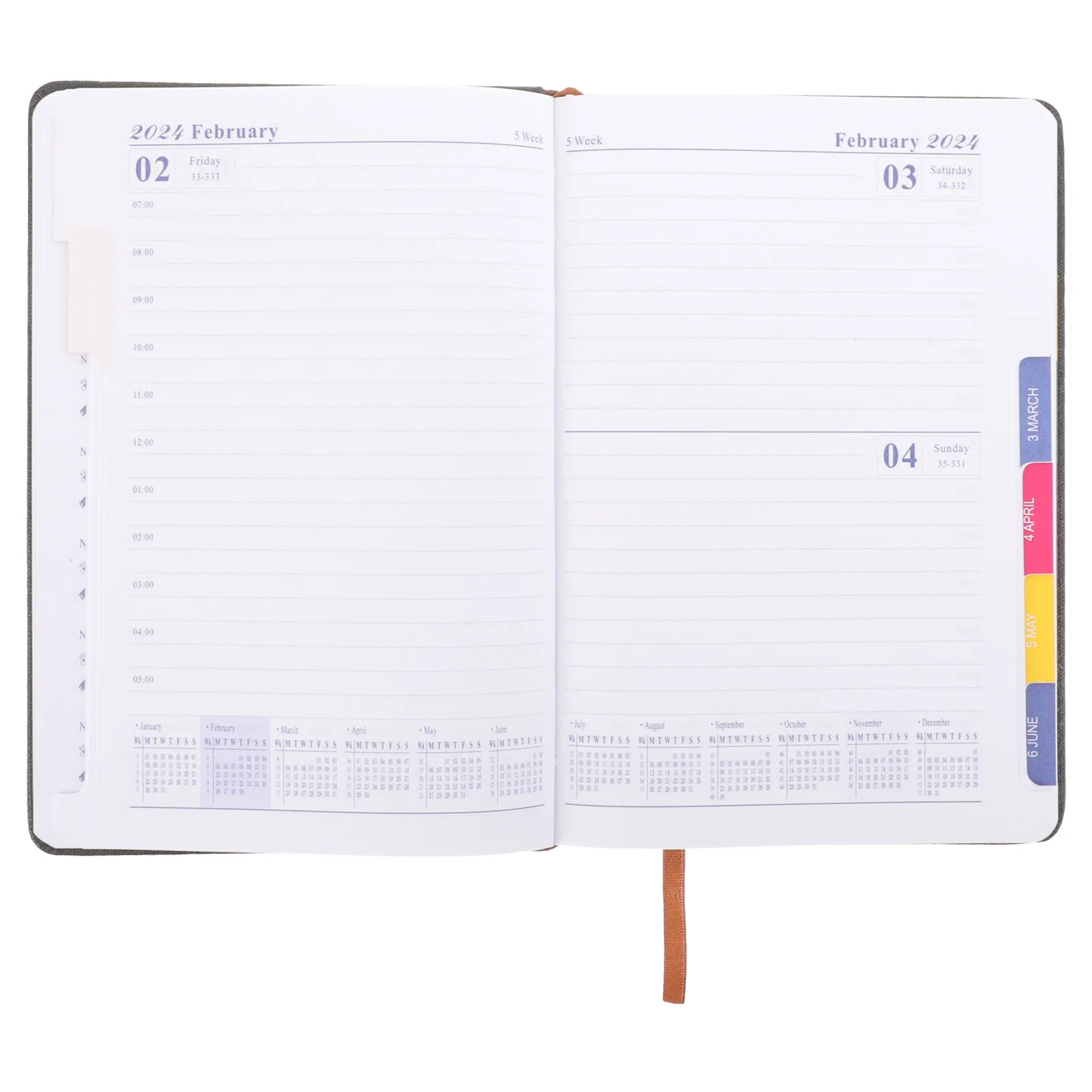 Planejador de programação semanal 2024 A5 Livro de compromissos sem data Multi Função Organizador de calendário de escritório Planejador sem data