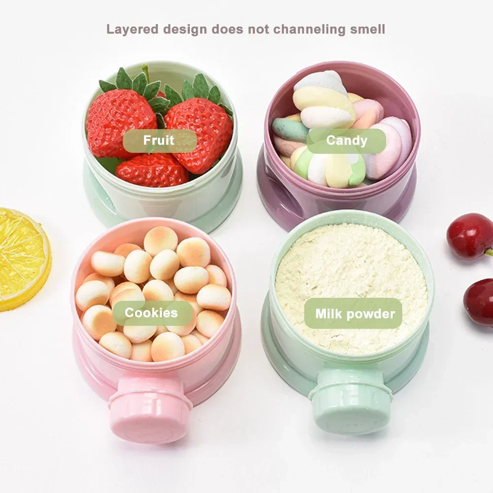 Bear Style Milk Powder Box 4Layer Portable Multiple Openings Cereal Cartoon Infant Baby Food Storag Box Toddle Snack Container