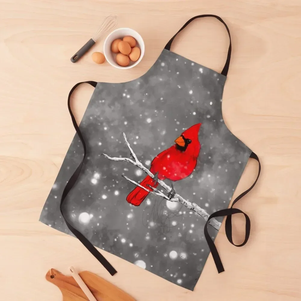 Cardinal in the Snow Apron Bib For Kitchen Manicurists Kitchen Apron