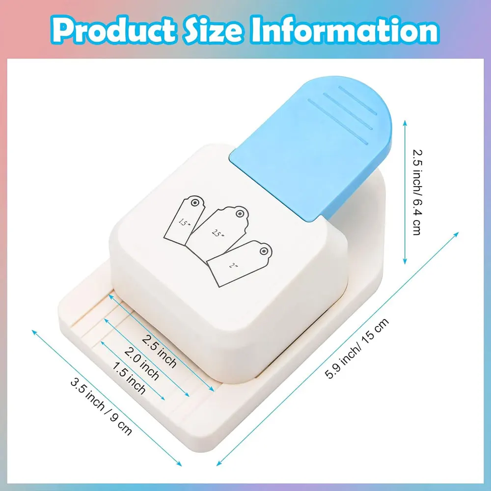 3-in-1 Round Label Hole Punch & 1.5 Inch, 2 Inch, 2.5 Inch Corner Paper Hole Punch, Round Label Shape Hole Punch Gift Hang Tag