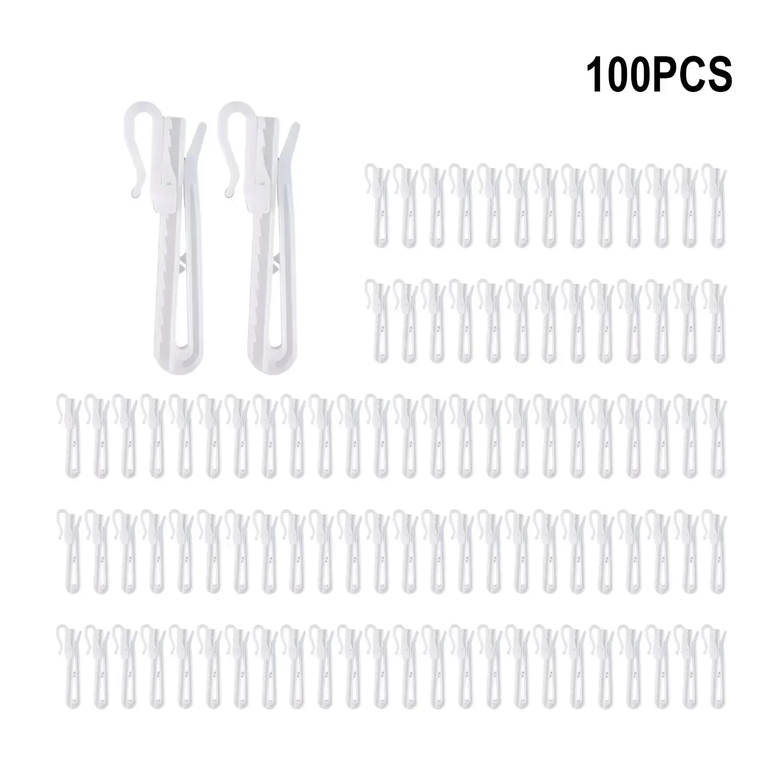 

100pcs Plastic Curtain Hooks, Adjustable Pinch Pleat Hooks For Drapes Depth Pinch Home Office Curtain Accessories