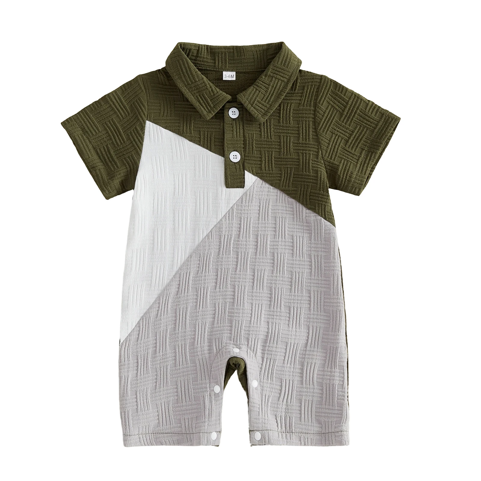 

Летний комбинезон для маленьких мальчиков, повседневный комбинезон контрастных цветов с лацканами и короткими рукавами, милая одежда для новорожденных
