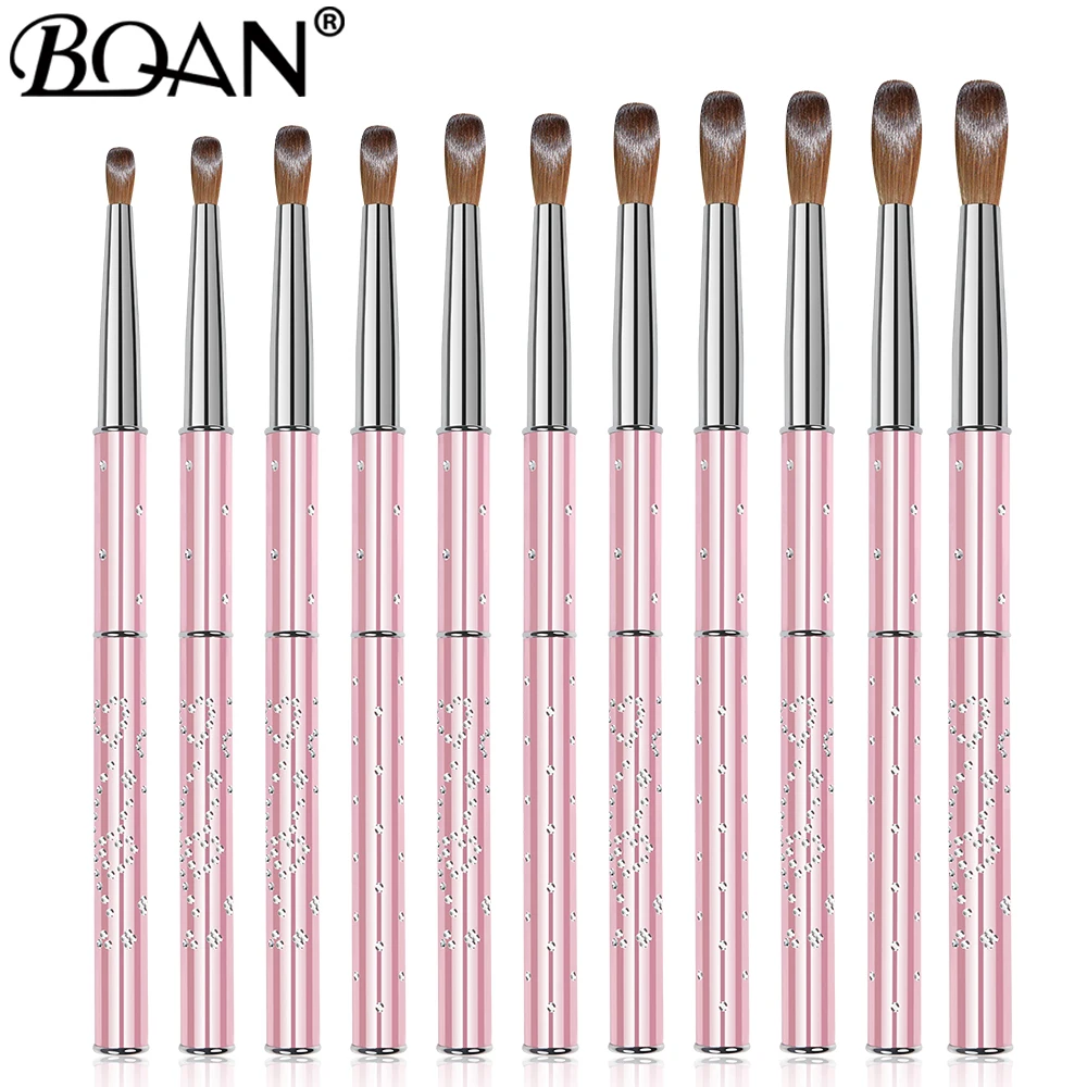 BQAN Kolinsky Acrylic Nail Brush Set 3D Pure Handmade Nail Brushes For Acrylic Application Professional Nail Art Brush #2-#18