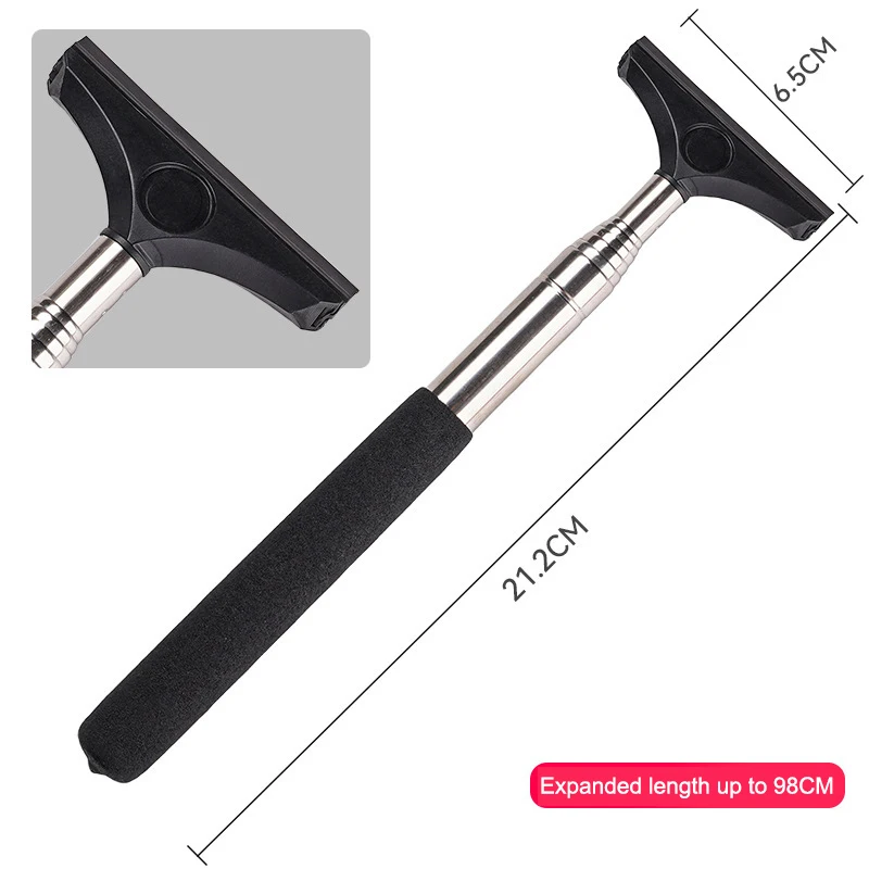 Car Rearview Mirror Wiper Telescopic Auto Mirror Squeegee Cleaner 98cm Long Handle Car Cleaning Tool Mirror Glass Mist Cleaner