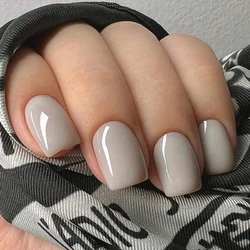 24Pcs/Set Women Girls Short French Milky Gray Trendy Versatile Full Coverage Wearable Fake Nail Press on Nail Art