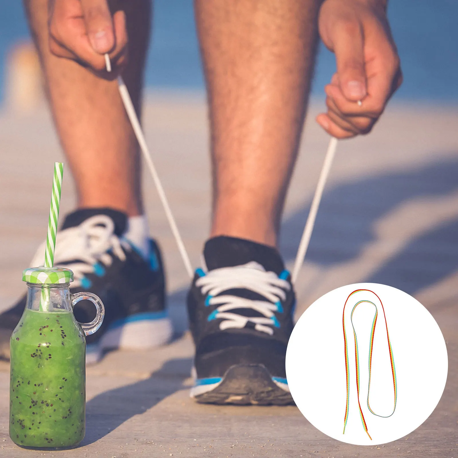 

1 Pair Flat 3D Rainbow Shoelaces Bright Color Sneaker Shoestrings For Sports Casual Shoes Durable Shoe Tie Replacement