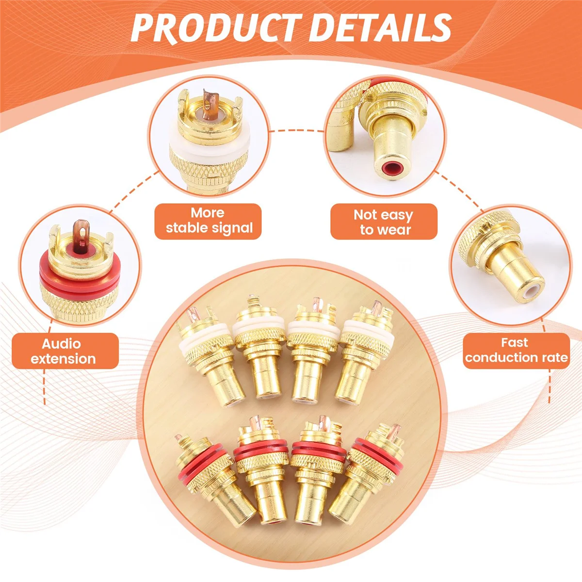 8 X Gold plated Phono CHASSIS SOCKETS Female Professional AMP HIFI socket gold plated lotus female seat