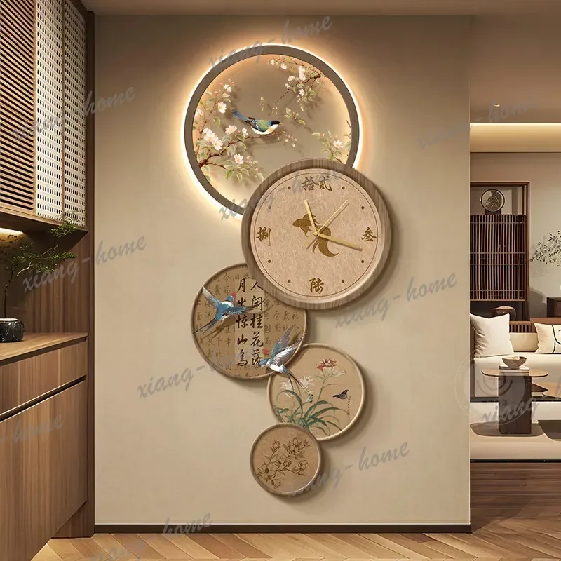 PG Chinese Style Big Size Clock Wall Vintage Interior Art Mural Fashion Creative Wall Clocks Design Aesthetic Horloge Home Decor