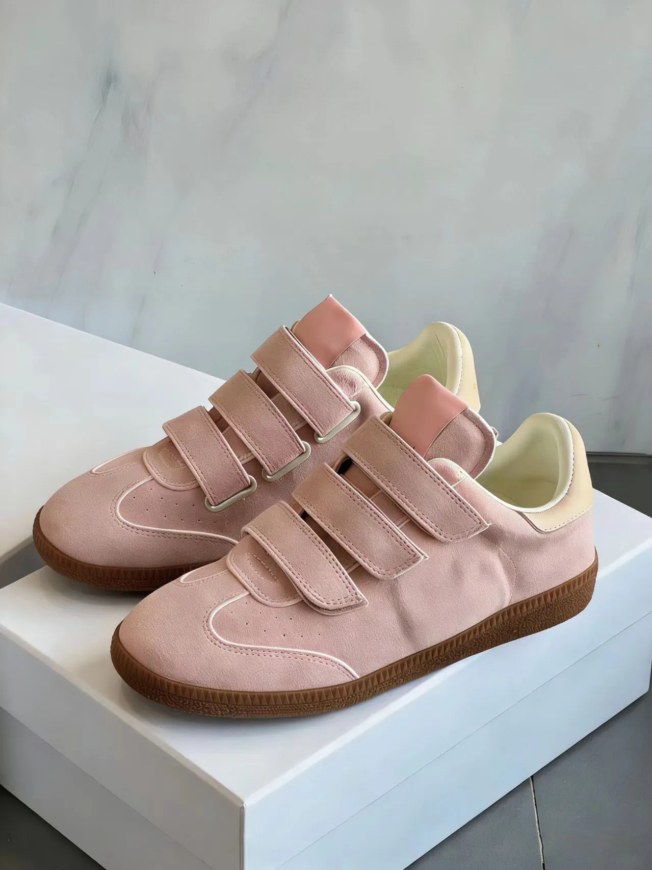 

Women Suede Leather Triple Velcro Straps Sneakers
