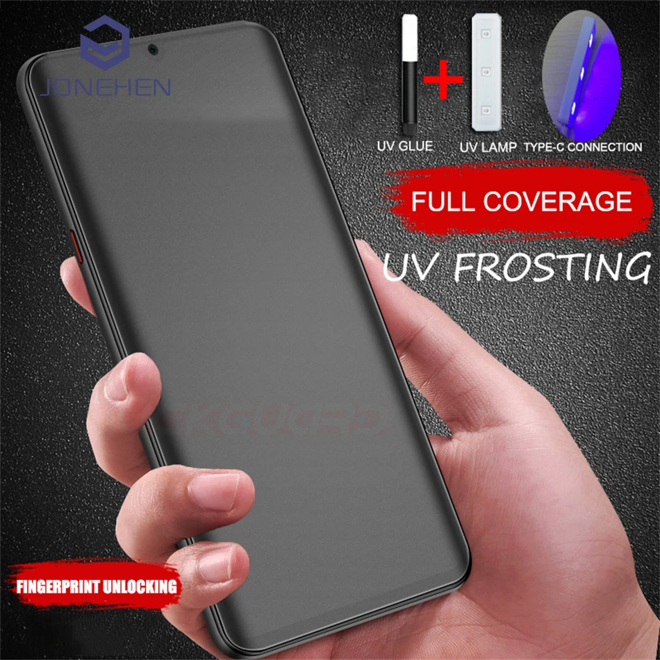 UV Liquid Full Glue Matte Tempered Glass For Samsung Galaxy S10 Plus S20 S21 S22 S23 Ultra Note 8 9 10 20 Screen Protector Film