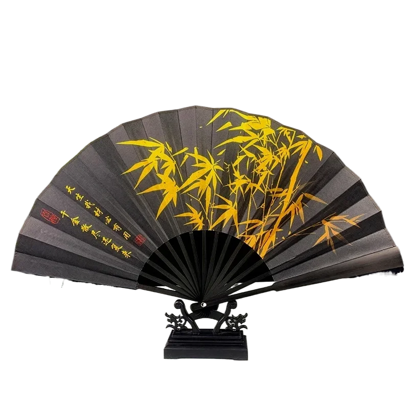 Li Bai Poems Folding Fan for Man Creative Cloth Dancing Fans Special Chinese Style Shooting Props Stage Performance Hand Fans