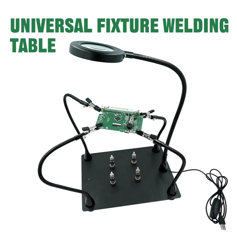 

Magnetic Base Helping Hands with 3X LED Magnifying Glass - Flexible PCB Holder Tool for Soldering and Electronic Repair