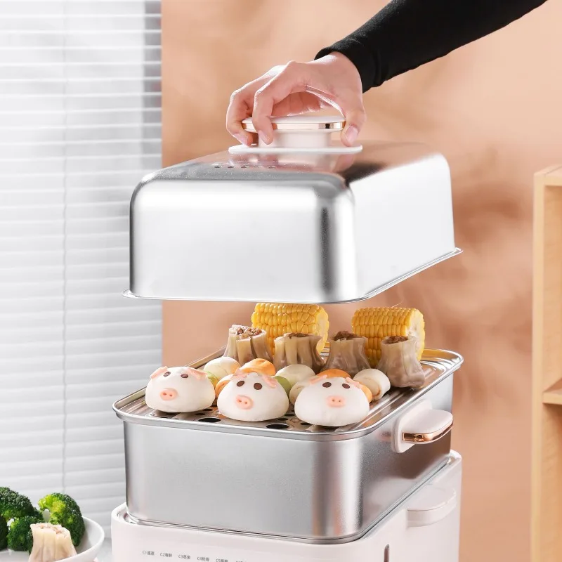 Electric stew pot Multifunctional pot Household electric heating pot 14L double-layer stainless steel breakfast machine