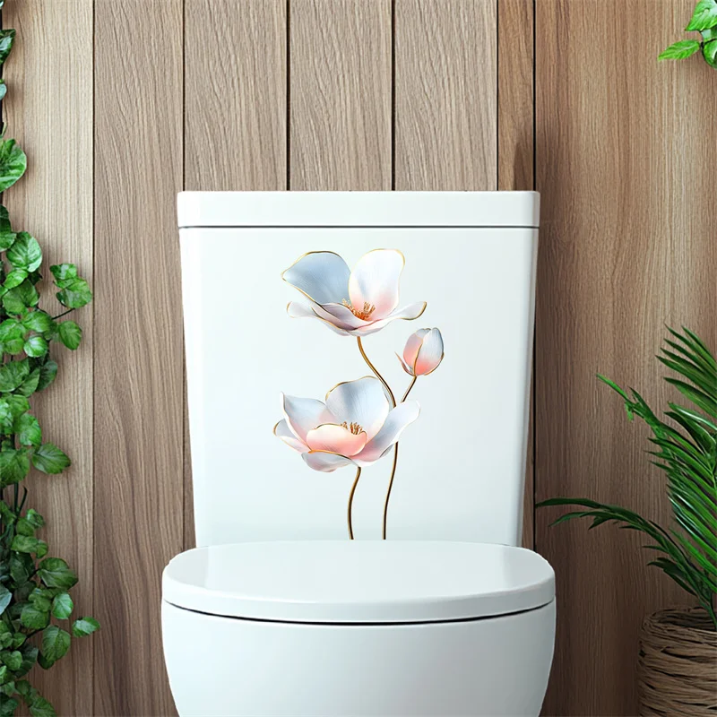 Blossom Wall Stickers Household Toilet Cover Stickers Toilet Bathroom Home Beautification Stickers Home Decoration