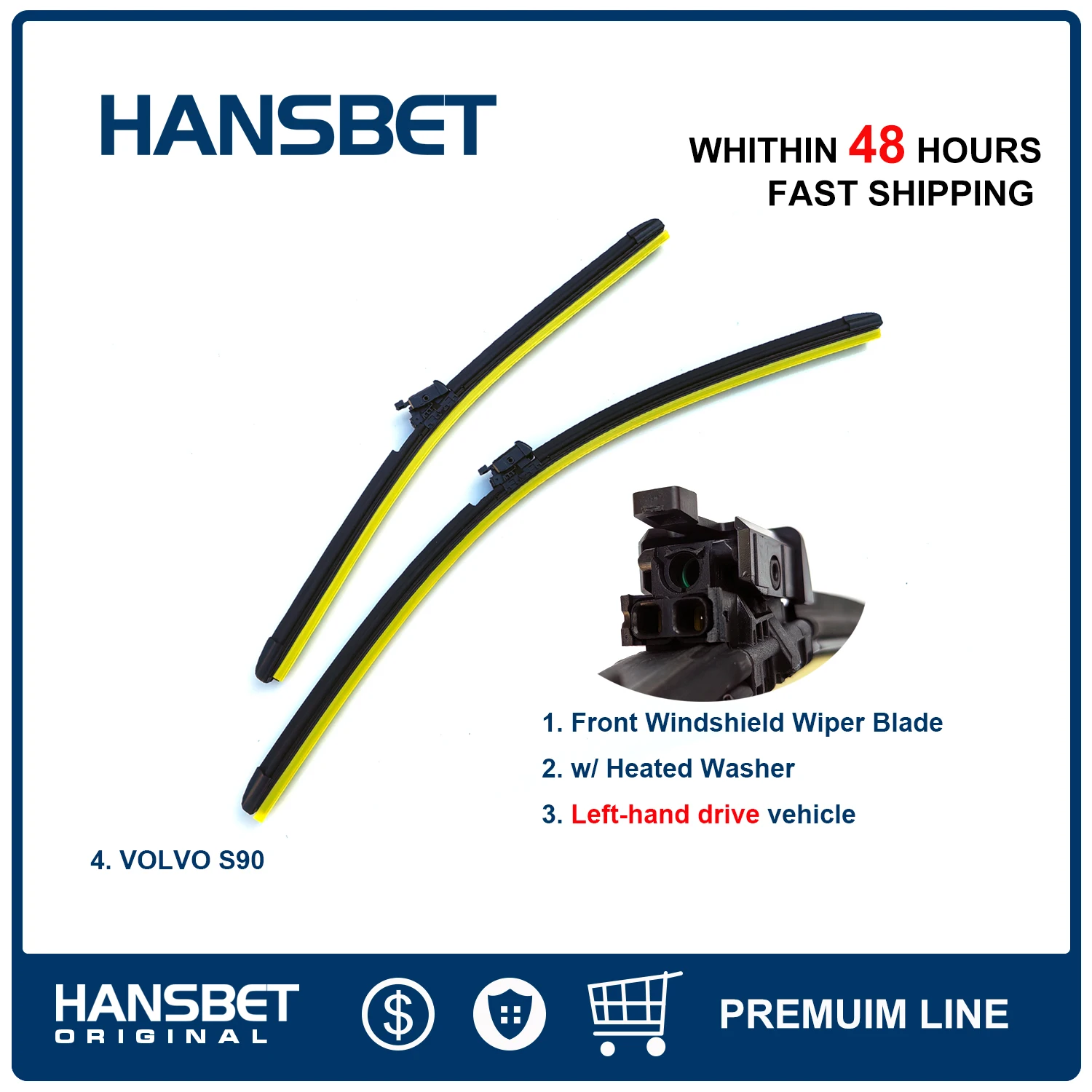 

Комплект щеток стеклоочистителя переднего стекла с подогревом шайбы для LHD VOLVO S90 HANSBET