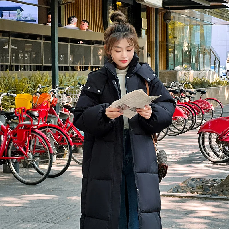 Drunk Sugar Over Knee Padded Coat Loose Long Length Korean Style Thick Warm Cotton Jacket Casual Winter Outerwear Street Wear