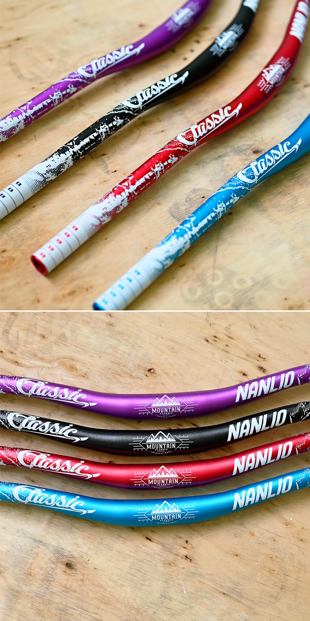Nanlio Bunter 31,8 mm MTB-Riser-Lenker – 720/780 mm große Schwalbenstange, leichte Aluminiumlegierung für Mountainbikes und Rennräder – Detail 12