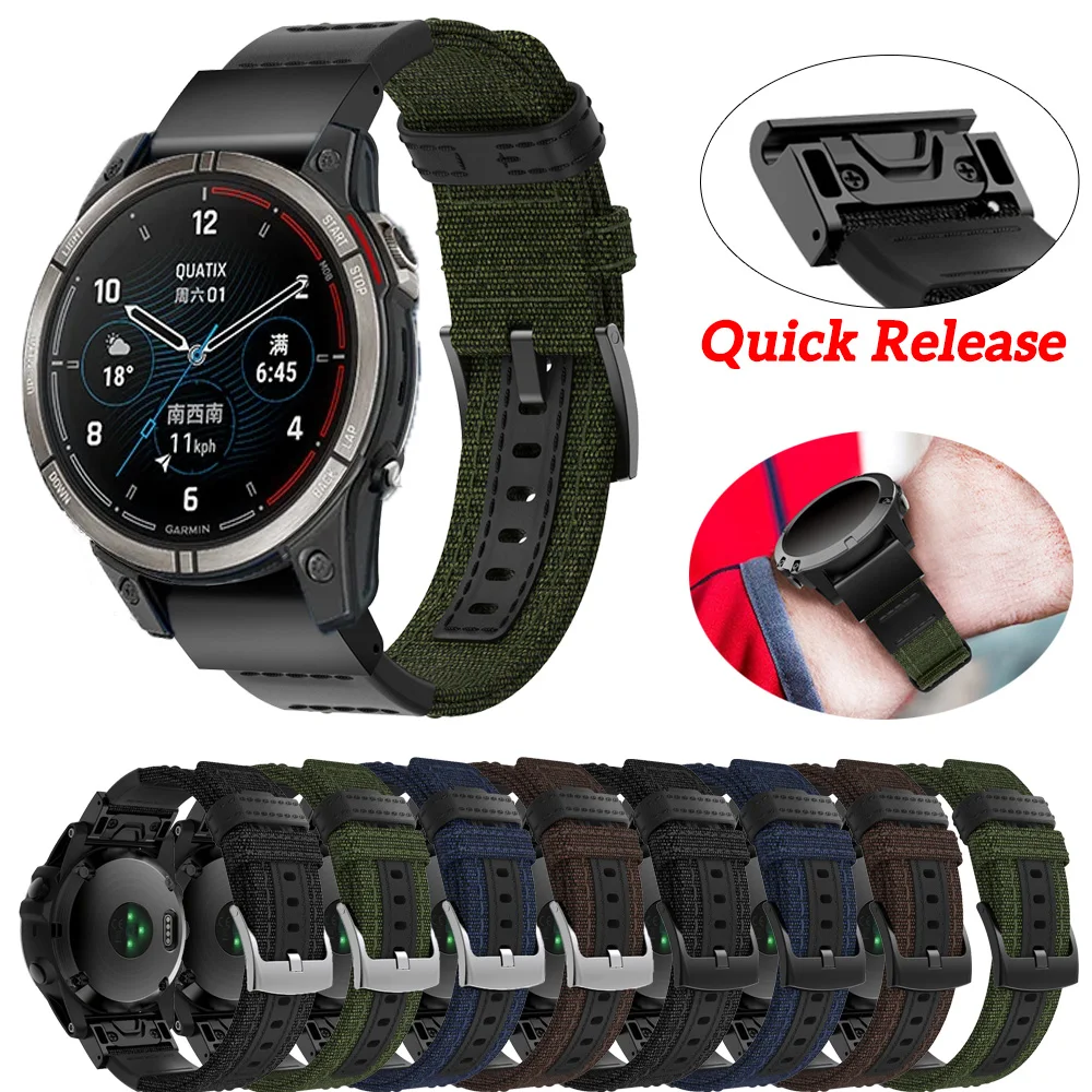 สายไนลอน26 22มม. สำหรับ Garmin Fenix 6X 6 Pro 5X 5 7X 7 epix 2 Gen Forerunner 965 955 945 935 QuickFit Watch Bracelet