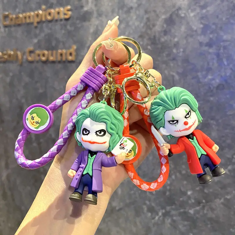 MINISO The Gotham Joker Keychain 3D Phone Pendant Headphone Charm Bag Decor Car Key Ring Jewelry Gift