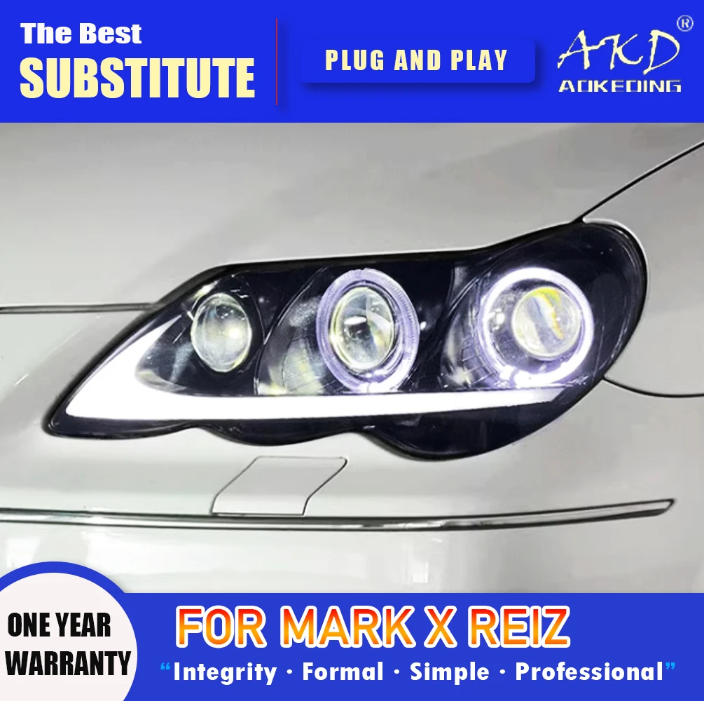 

AKD Head Lamp for Toyota Reiz Mark X LED Headlight 2004-2009 Headlights Reiz DRL Turn Signal High Beam Angel Eye Projector Lens