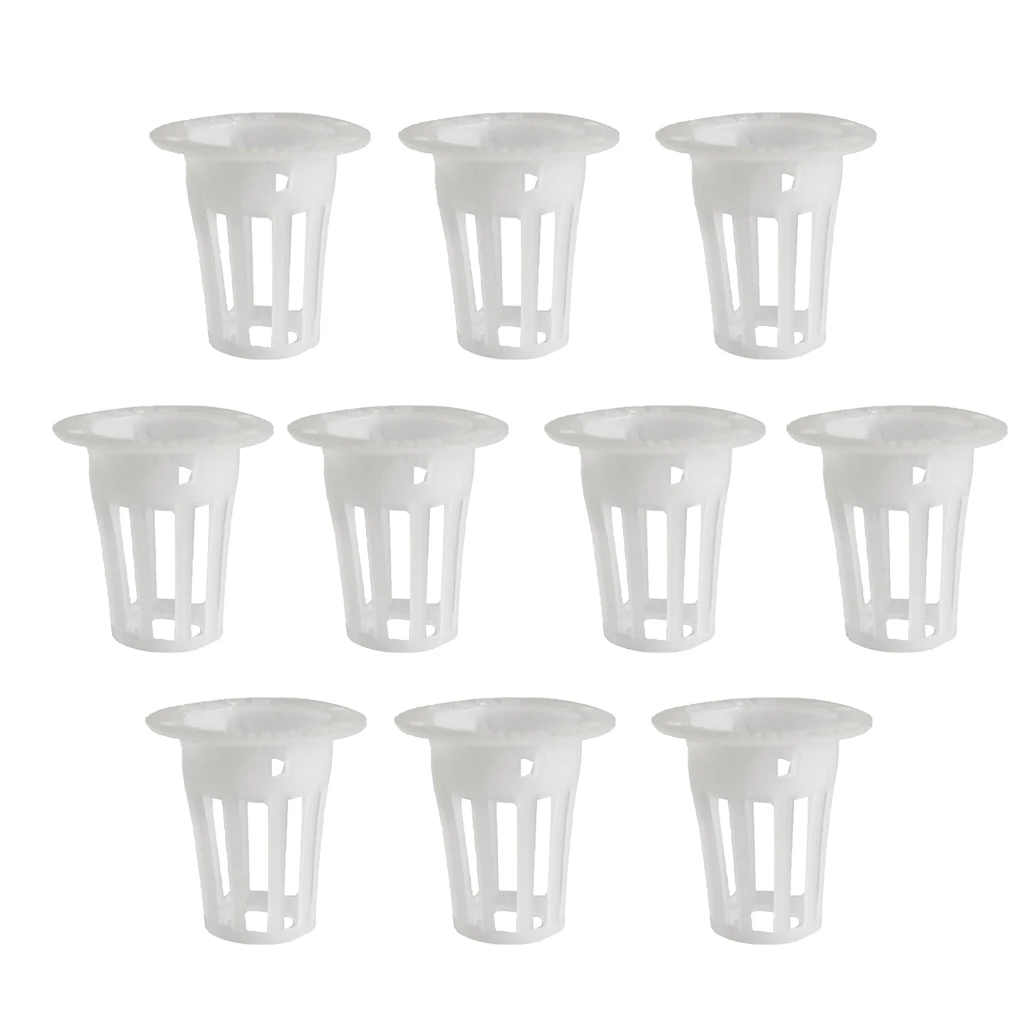 10Pcs White Plastic Slotted Mesh Net Plant Cups Pots Bucket Basket for Hydroponics/Aquaponics/Orchids