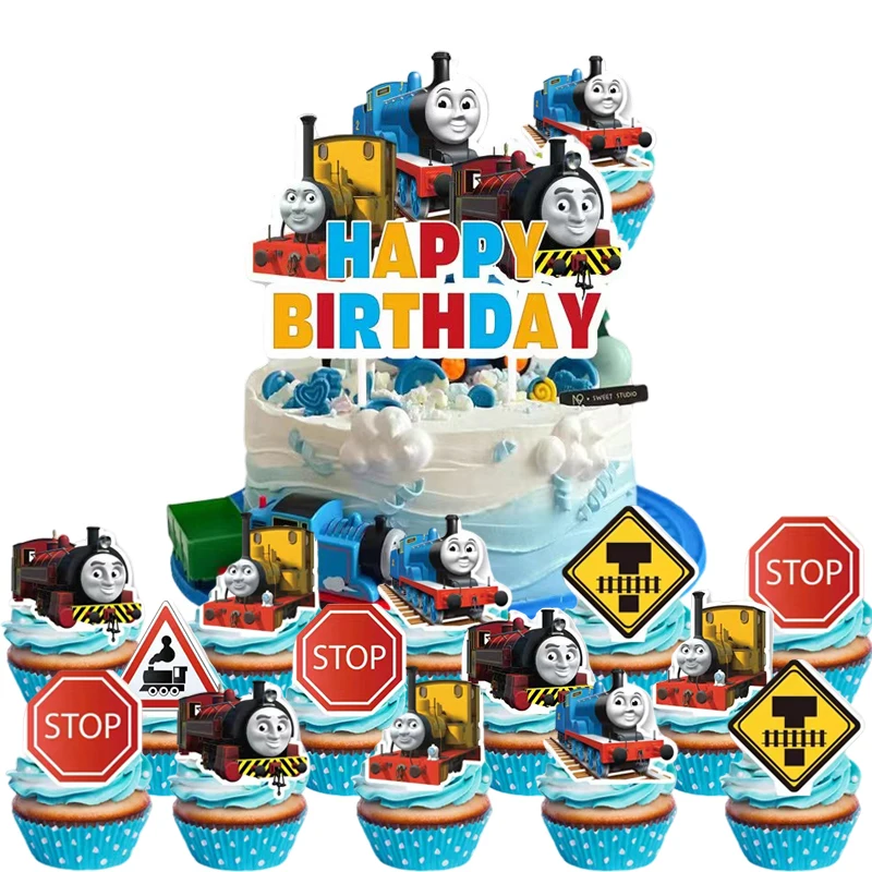 Thomas Cake Topper Thomas Train and His Friends Cupcake Toppers Birthday Decorations Kids Boy Party Favors Baby Shower Supplies