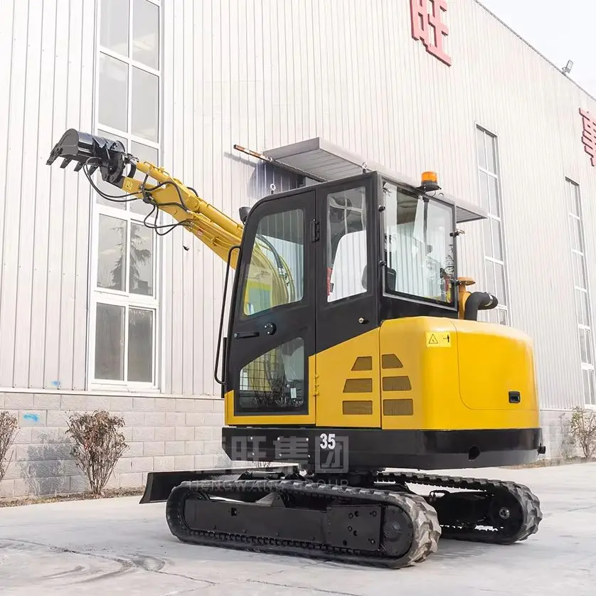 3.5 Ton Mini Excavator Hydraulic Crawler Excavator Compact Digger with Cab for Construction Farm Garden Construction Machinery