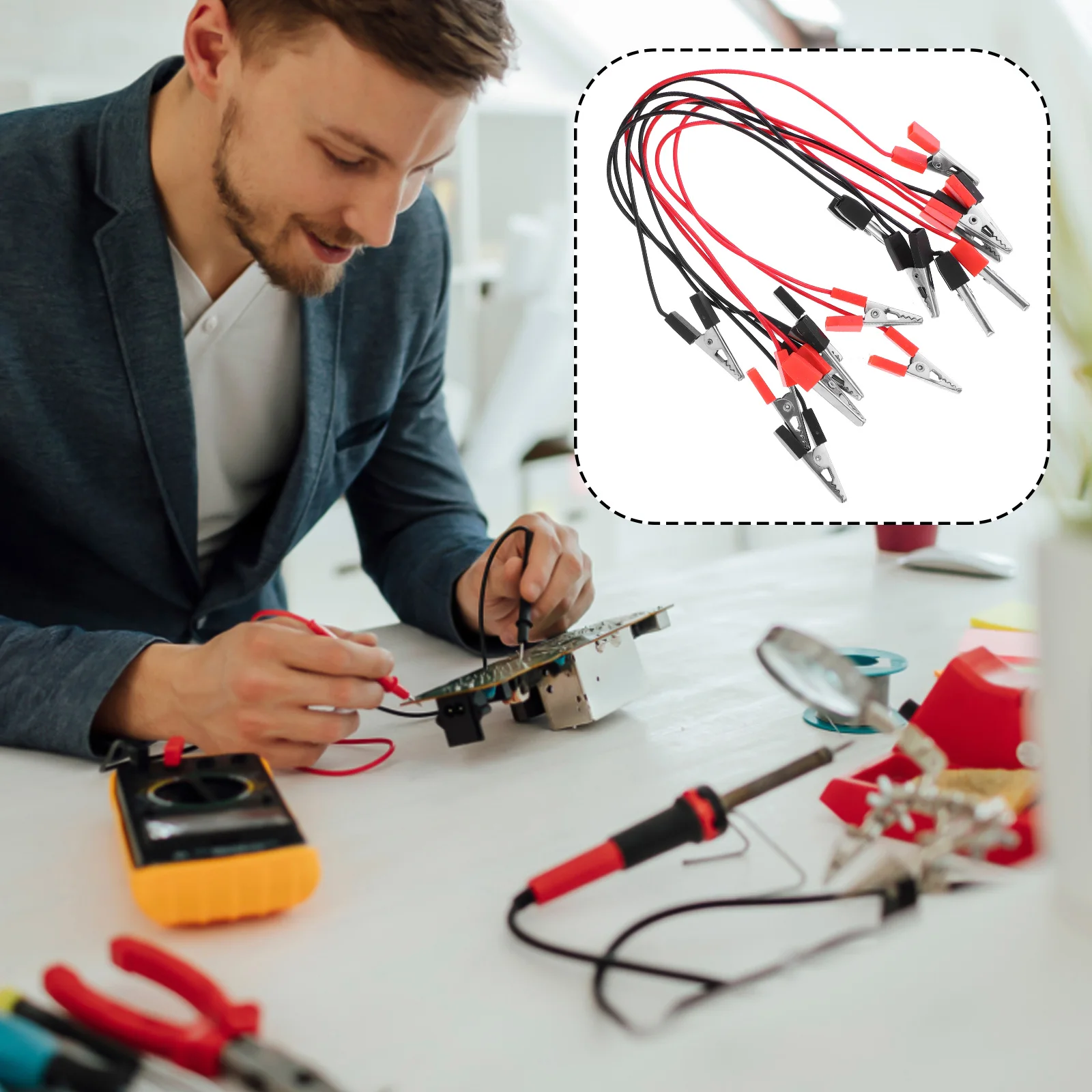 

8Pcs Circuit Wires with Alligator Clips Reusable Electricity Demo Teaching Cables for Stem Projects Laboratory