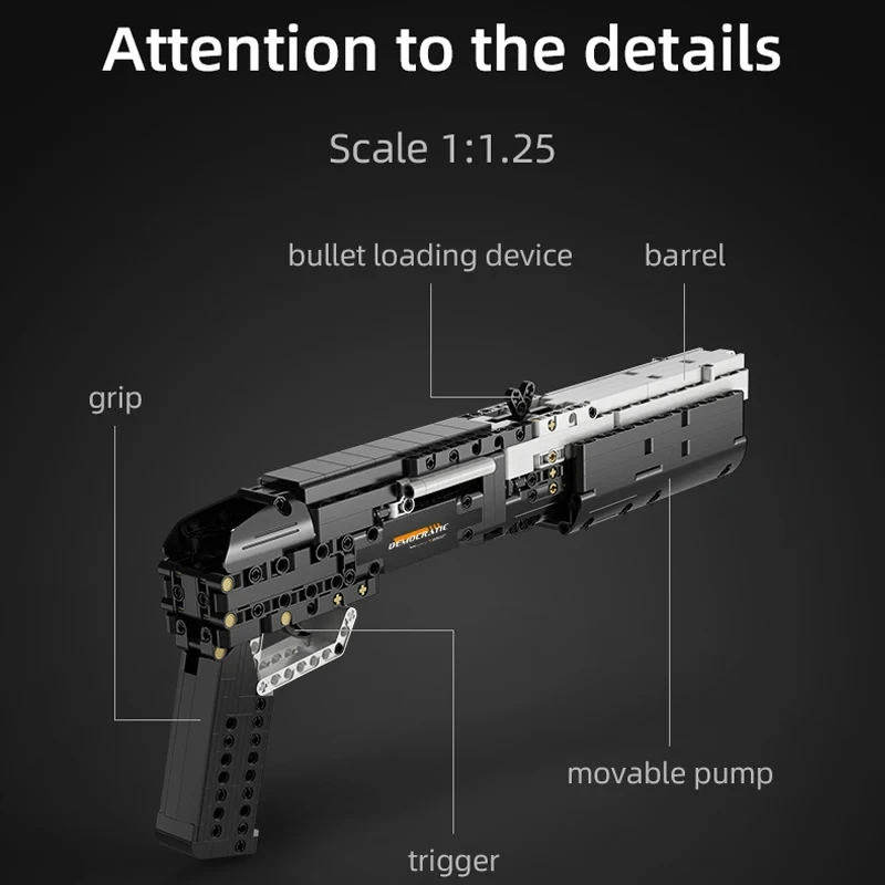 Cada-組み立て用の機械式武器モデルガン,シューティング機能付き,Shotgunおもちゃ,mocレンガ,ビルディングブロックキット,子供へのギフト,2 in 1