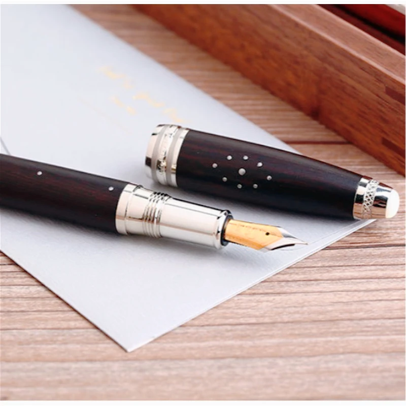 m1000-moonman-handmade-solid-wood-pen-with-shell-mother-top-bead-rivet-bock-gold-plated-f-tip-sandalwood-writing-practice-pen