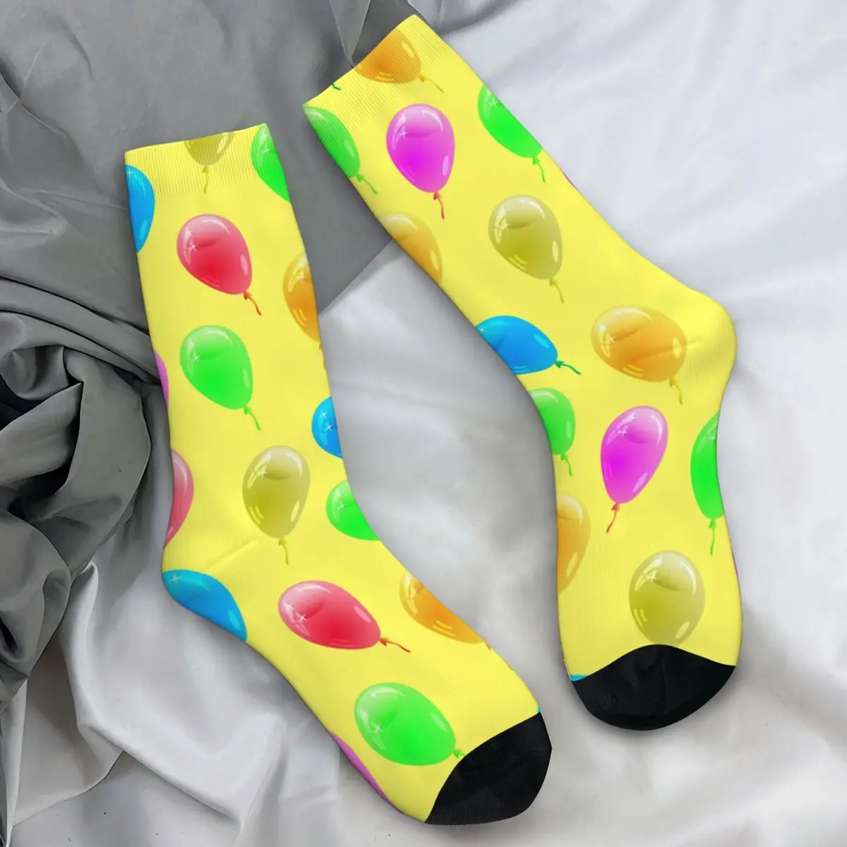 

Глянцевые разноцветные чулки с воздушными шарами, носки в стиле Харадзюку с принтом, осенние носки против пота, мужские уличные дышащие носки