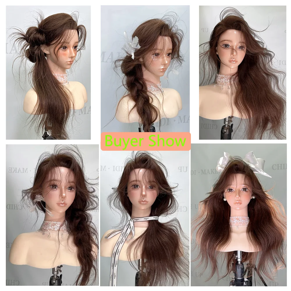 Cabeça de manequim para prática de trança com 95% cabelo humano |   Cabeça de manequim para estilo, treinamento de cabeleireiro e modelo de boneca de cabelo longo