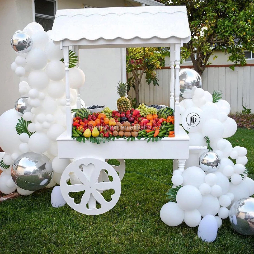 أمينا كرافت الزفاف الديكور عربة عرض خشبية الحلوى الخشب عربات الغذاء للبيع