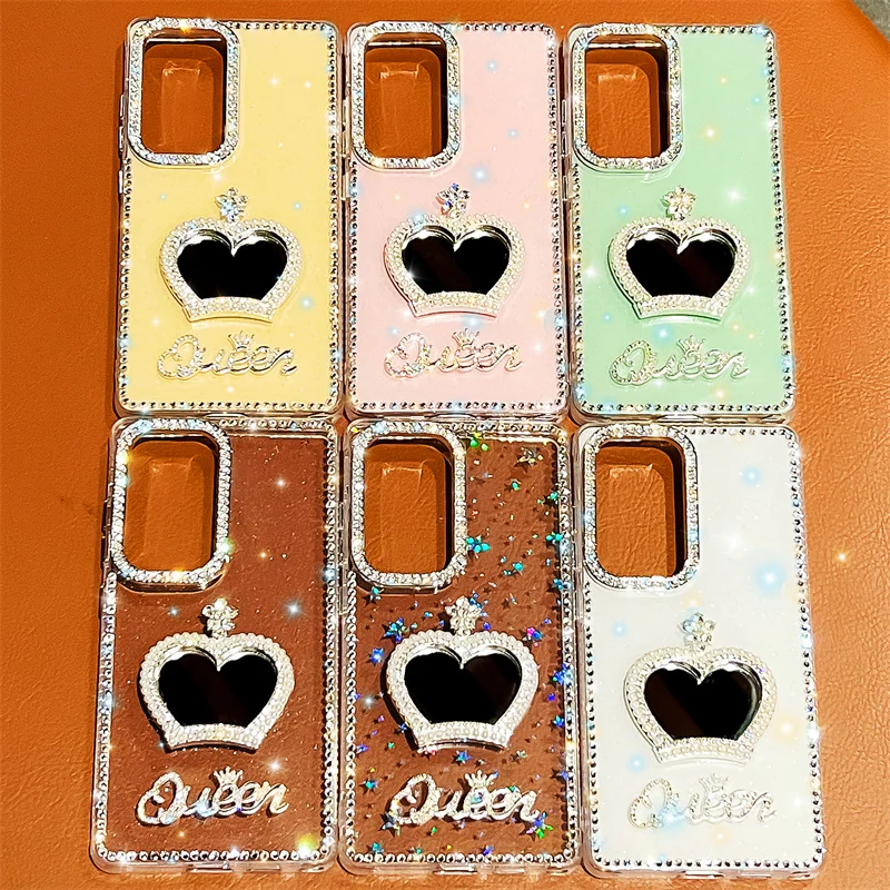 

Diamond frame Glitter Clear Case For Samsung Galaxy S23 Ultra S24 S25FE Plus A07 A17 A16 A26 A36 A56 A15 A35 A55 Crown Mirror