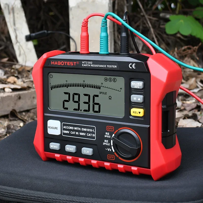 HT2302 Insulation Resistance Tester Earth Ground Resistance Tester Digital Megohmmeter Meter 100 Groups Data Storage