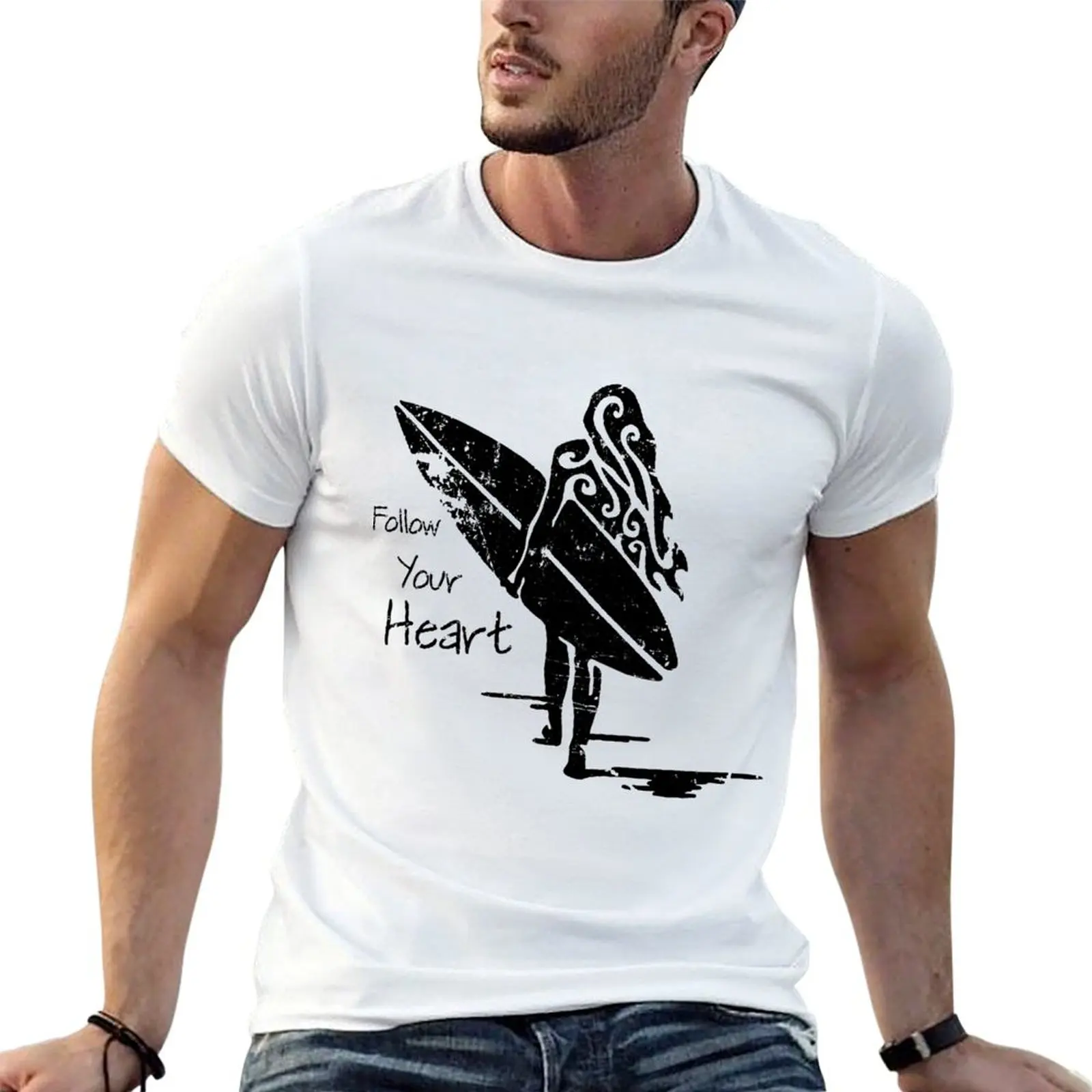 Follow your heart, surfing girl T-Shirt Sporty Casual Quick Dry T-Shirt