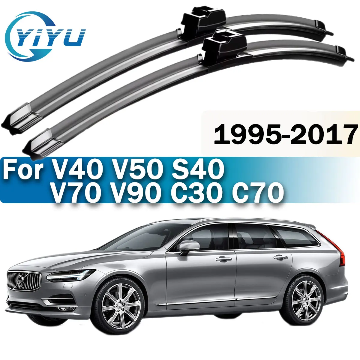 2 Stück Auto-Frontscheibenwischer für Volvo V40 V50 S40 V70 V90 C30 C70 1995-2017 Windschutzscheiben-Zubehör