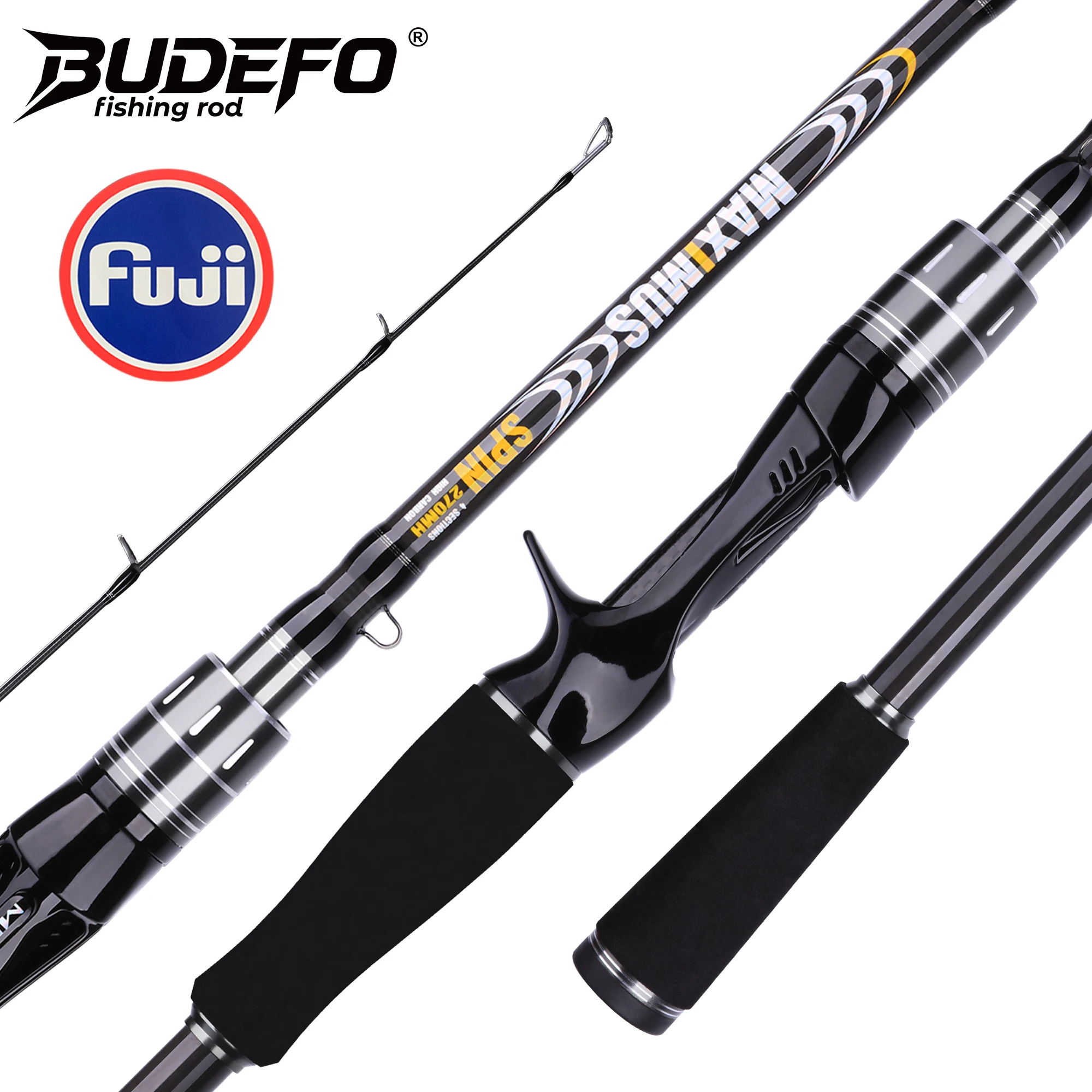 Canne à pêche BUDEFO MAXIMUS 1,8m 2,4m 3,0m en carbone 30T, spinning et baitcasting, guides FUJI, canne de voyage pour leurres 3-50g ML/M/MH