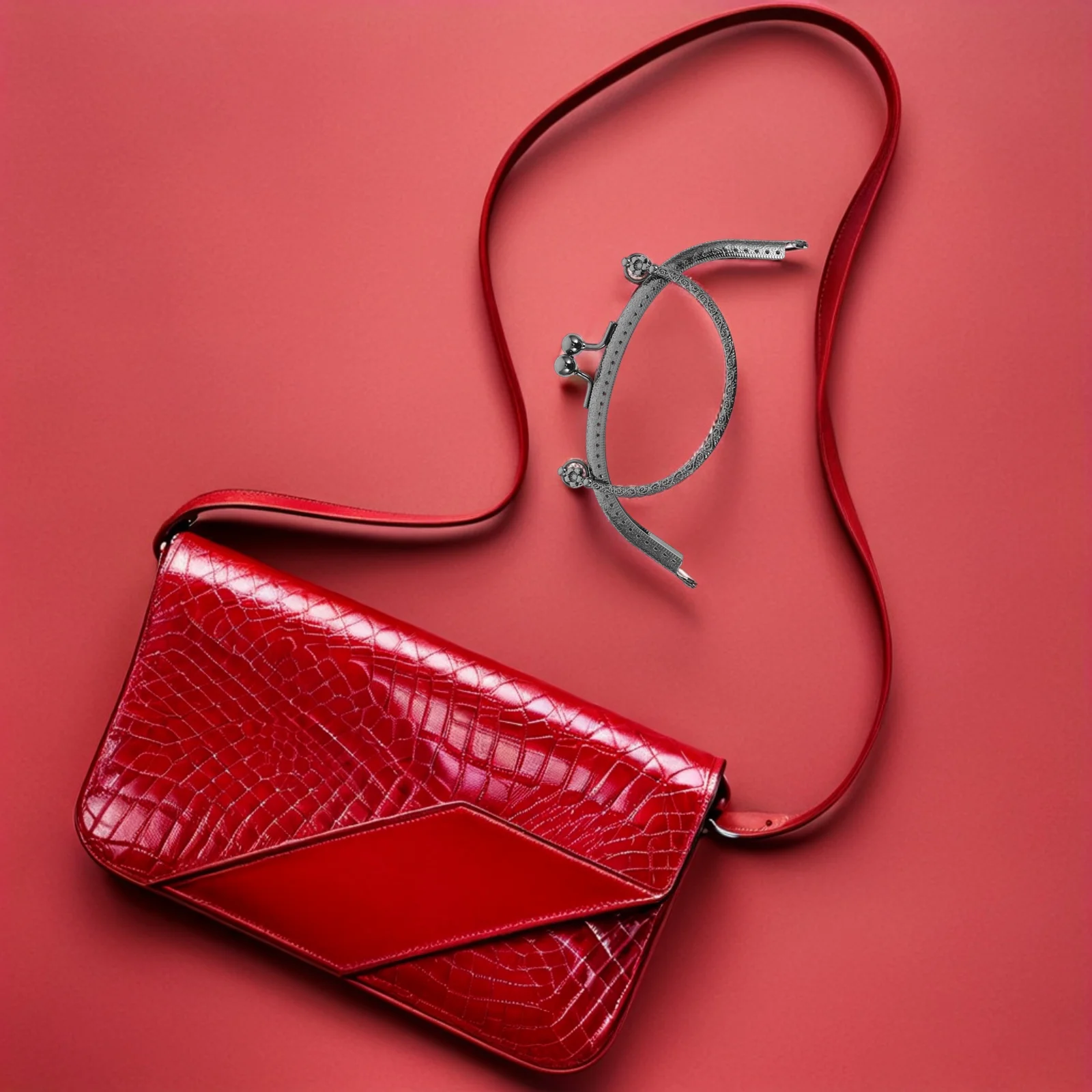 

16 5cm Curved Metal Handle Black Handbags Replacement Makeup Pouch Portable Durable Use Purse Handles Bag Strap