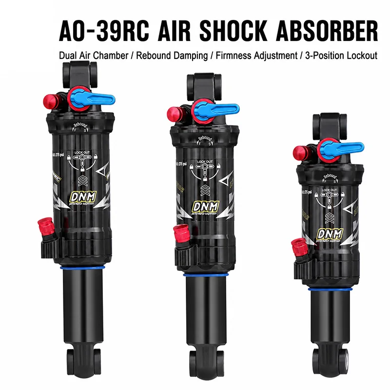 MTB Rear Shock Absorber Air Suspension 165/190/200mm Damping Adjustment 3-Stage Locking Double Chamber for Winter Cycling