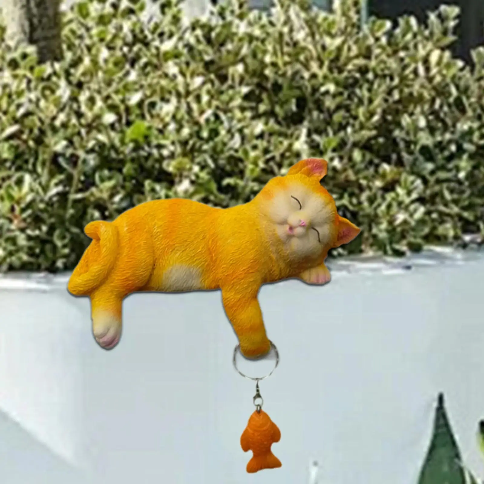 

Sleeping Cat Garden Statue Backyard Animal Sculpture Resin Kitty Figurine for Plant Pots Flower Bed Planter Window Housewarming