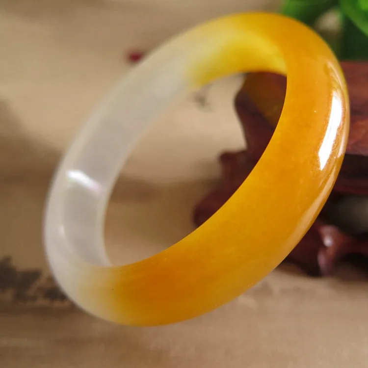 100% Real Jade Yellow Chalcedony Retro High-grade Bracelet Bangles Lady Party Jewelry Lucky Accessories