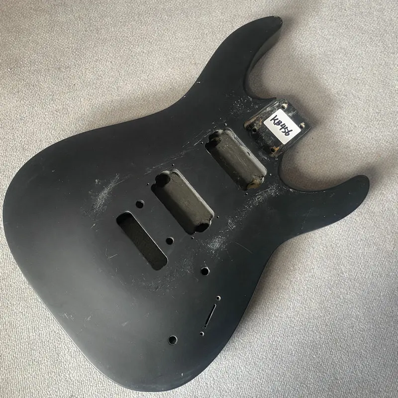 kb456  Black Paints Color Right Hand 6 String ST Electric Guitar Body HH Pickups Solid Wood Two Points Fixed Tremolo DIY Parts