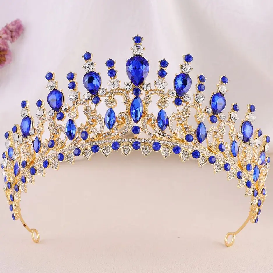 

DIEZI Elegant Luxury Opal Crystal Tiara Crown For Women Wedding Party New Elegant Bridal Bride Flower Crown Hair Accessories