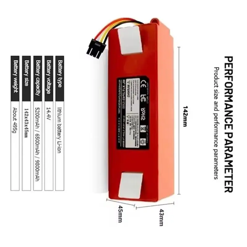 --- Сменный аккумулятор Xiaomi Roborock 14,4 В 12800 мАч, совместимый с деталями робота-пылесоса S55 S60 S65 S50 S51 S5 MAX S6